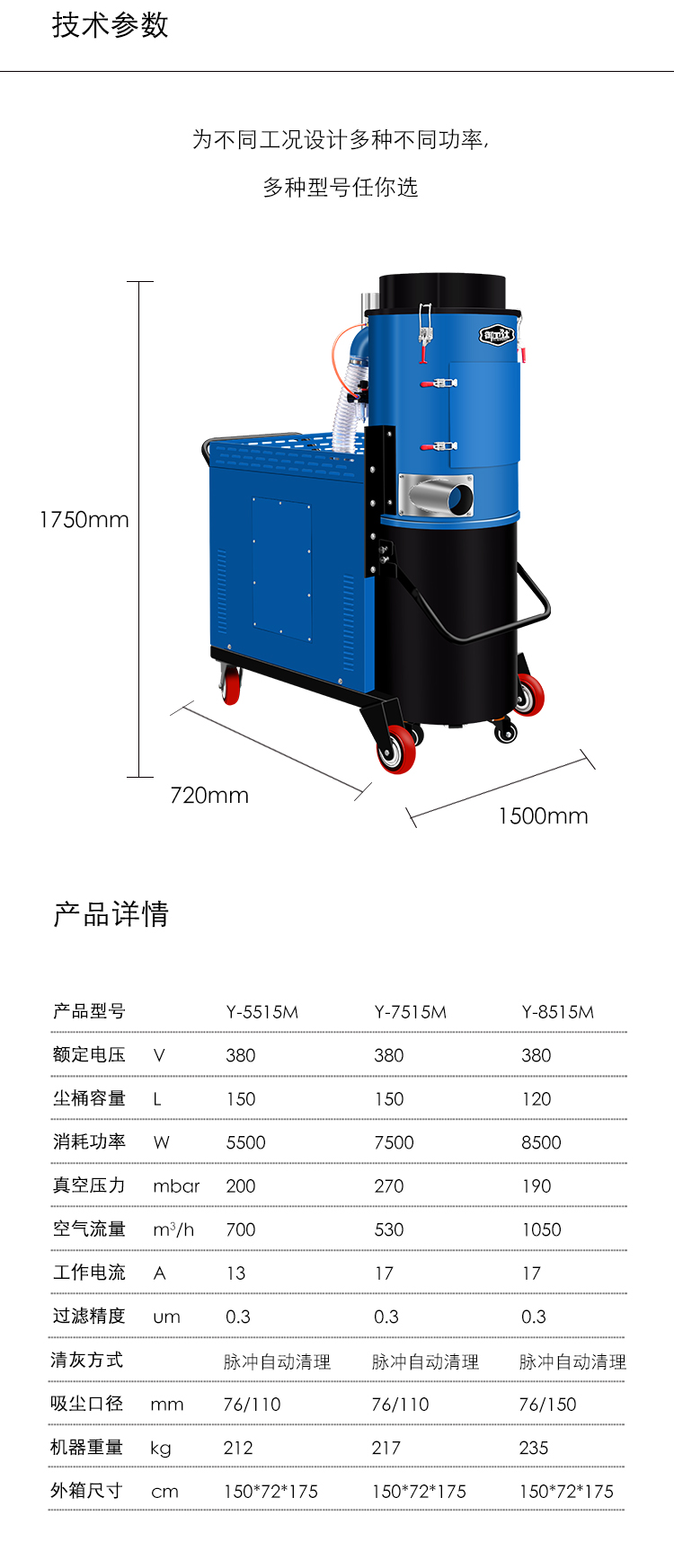 御衛(wèi)仕脈沖反吹工業(yè)吸塵器Y-5515M